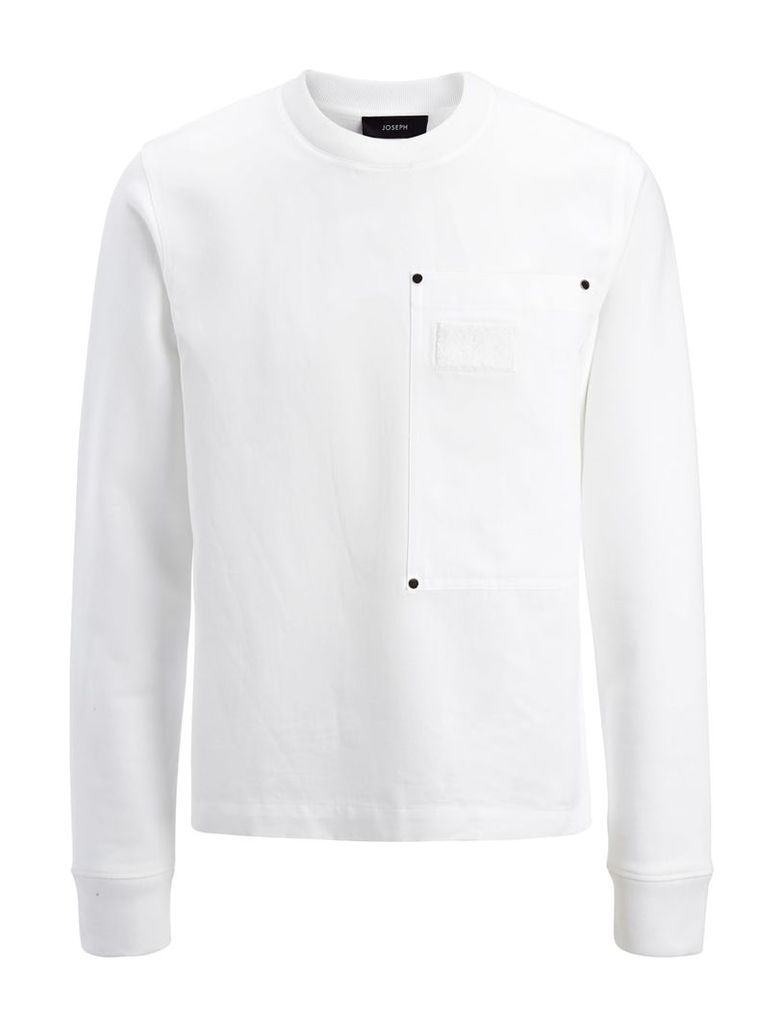 Linen Cotton + Sweatshirt Top in White