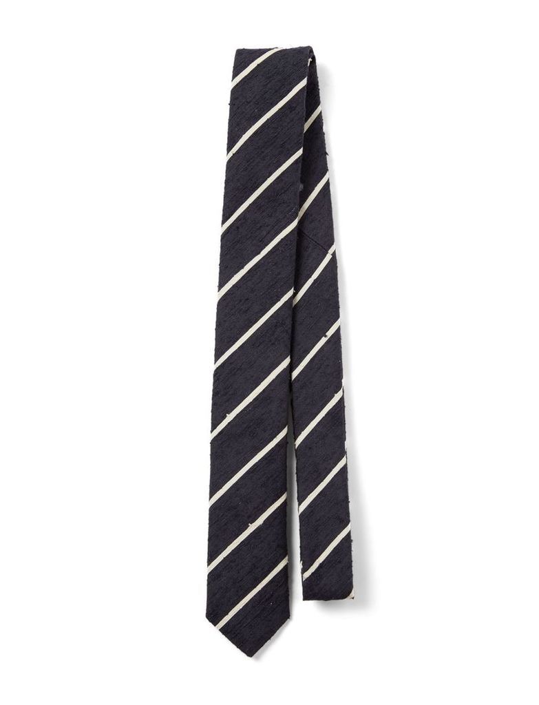 Silk Stripes Tie in Navyecru