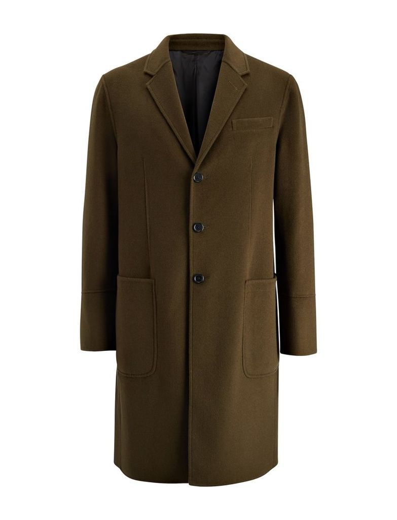 Double Wool Bentley Coat in Dark Khaki