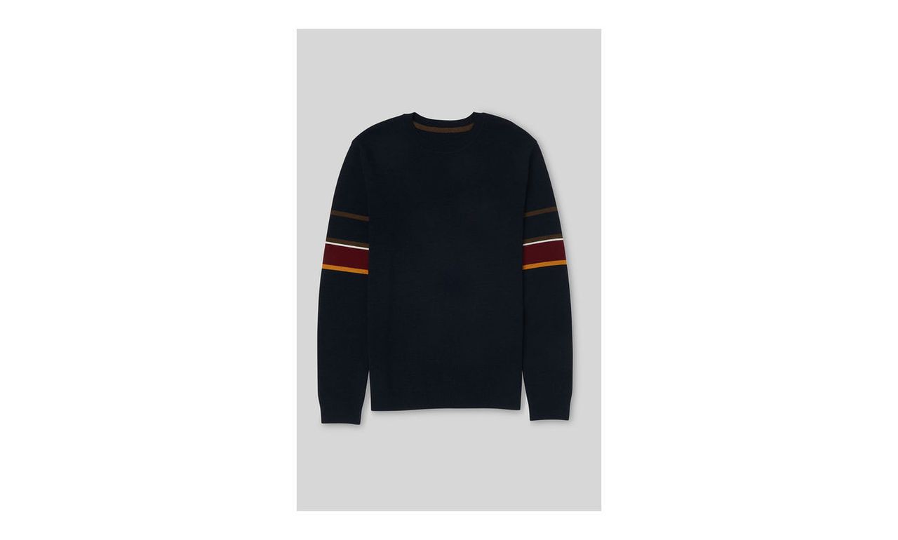 Stripe Sleeve Merino Sweater