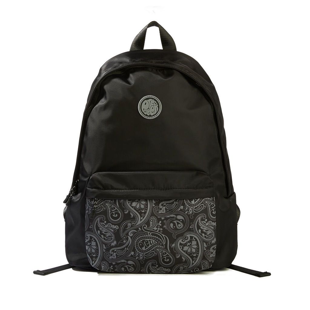 Pretty Green Men's Nylon Backpack With Paisley Pocket - Black - One Size