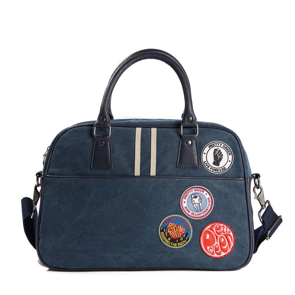 Pretty Green Men's Washed Canvas Bag With Badges - Navy - One Size
