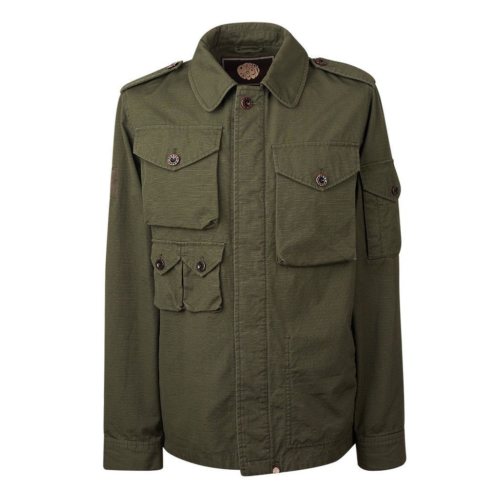 Pretty Green Men's Cotton Ripstop M65 Jacket - Green - XXL