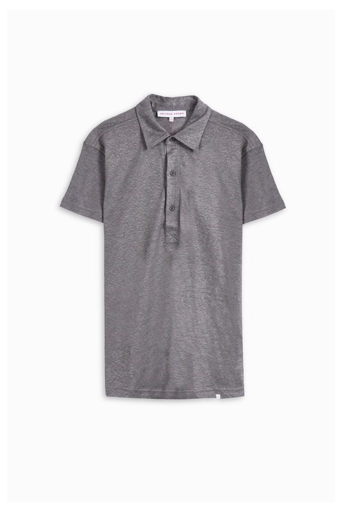 Orlebar Brown Men`s Branigan Linen Polo Shirt Boutique1