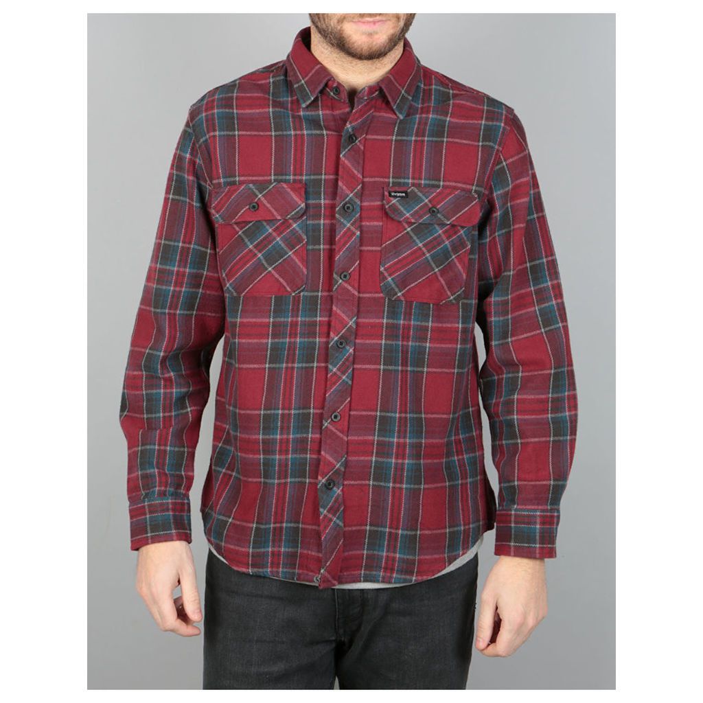 Brixton Bowery LS Flannel Shirt - Burgundy (L)