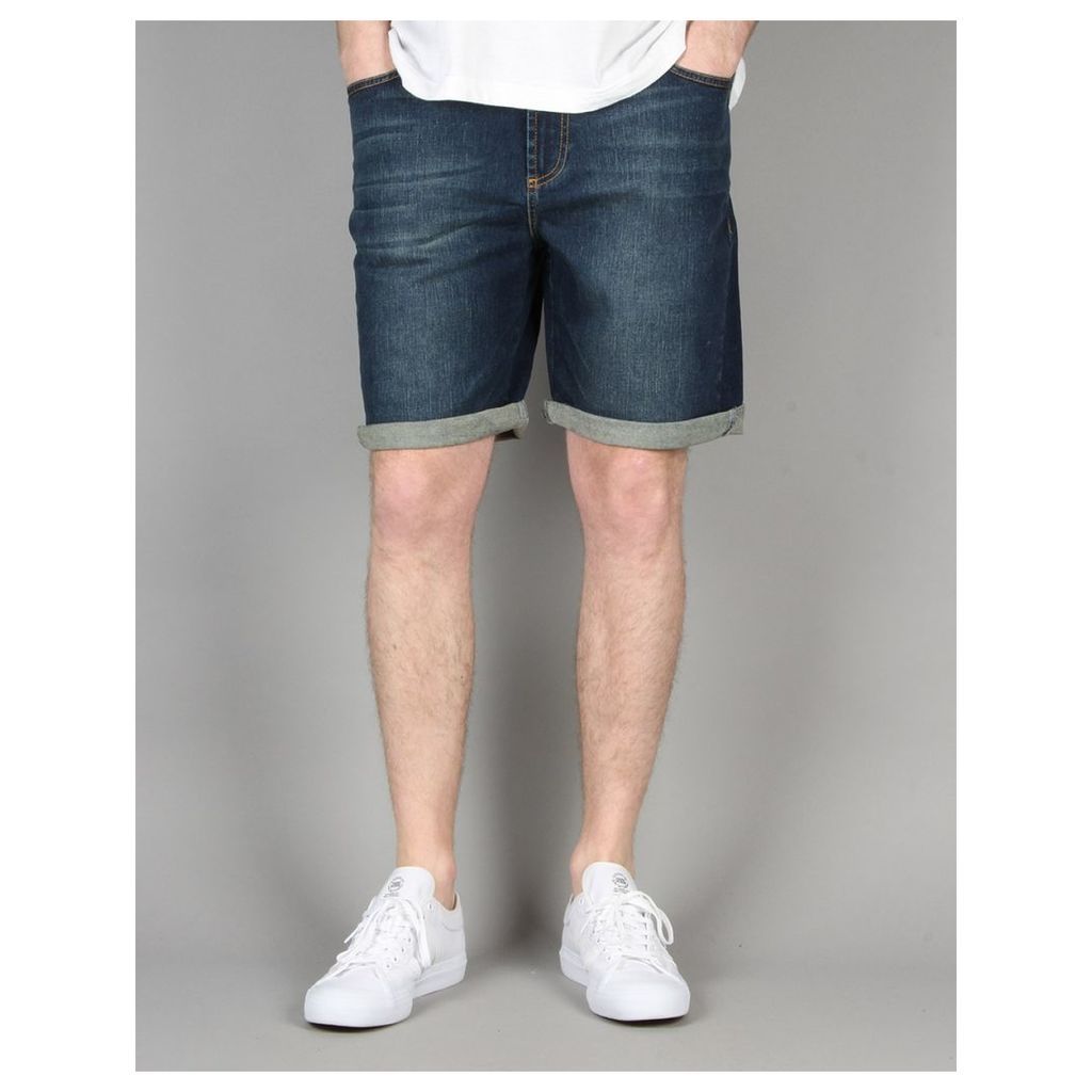 Route One Denim Roll Up Shorts - Mid Wash (28)