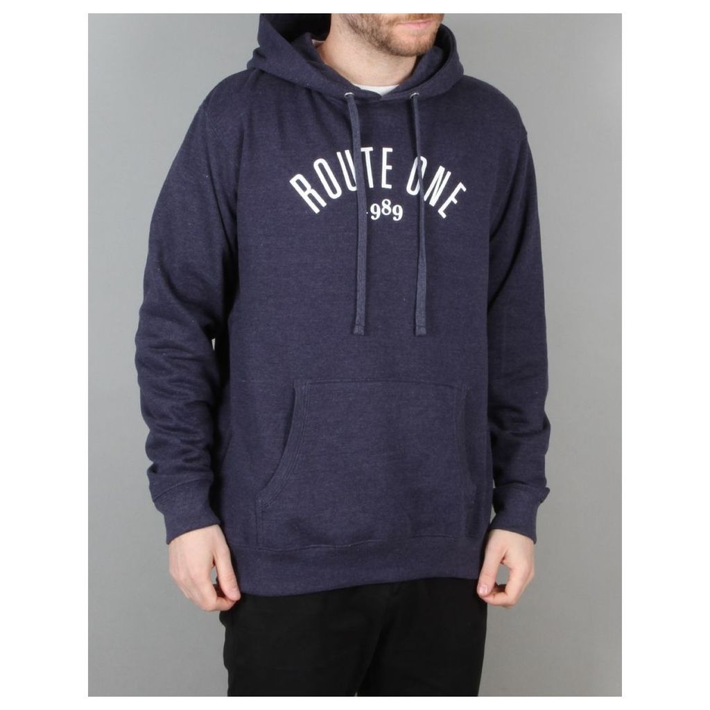 Route One Logo Pullover Hoodie - Navy Marl (M)