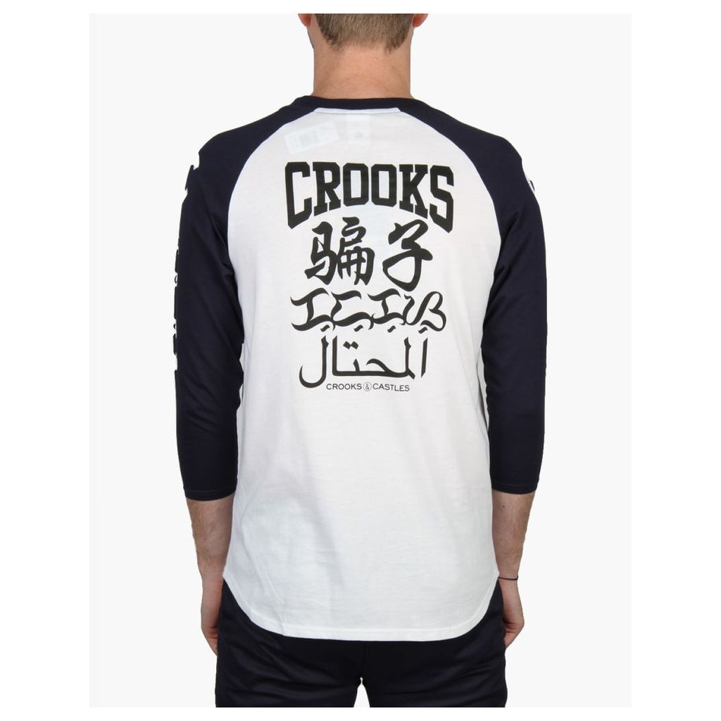 Crooks & Castles Covelli Baseball T-Shirt - White/True Navy (XL)