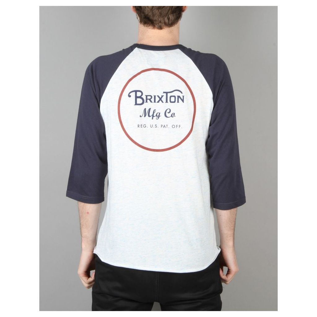Brixton Wheeler 3/4 Sleeve T-Shirt - Heather Blue/Navy (XL)