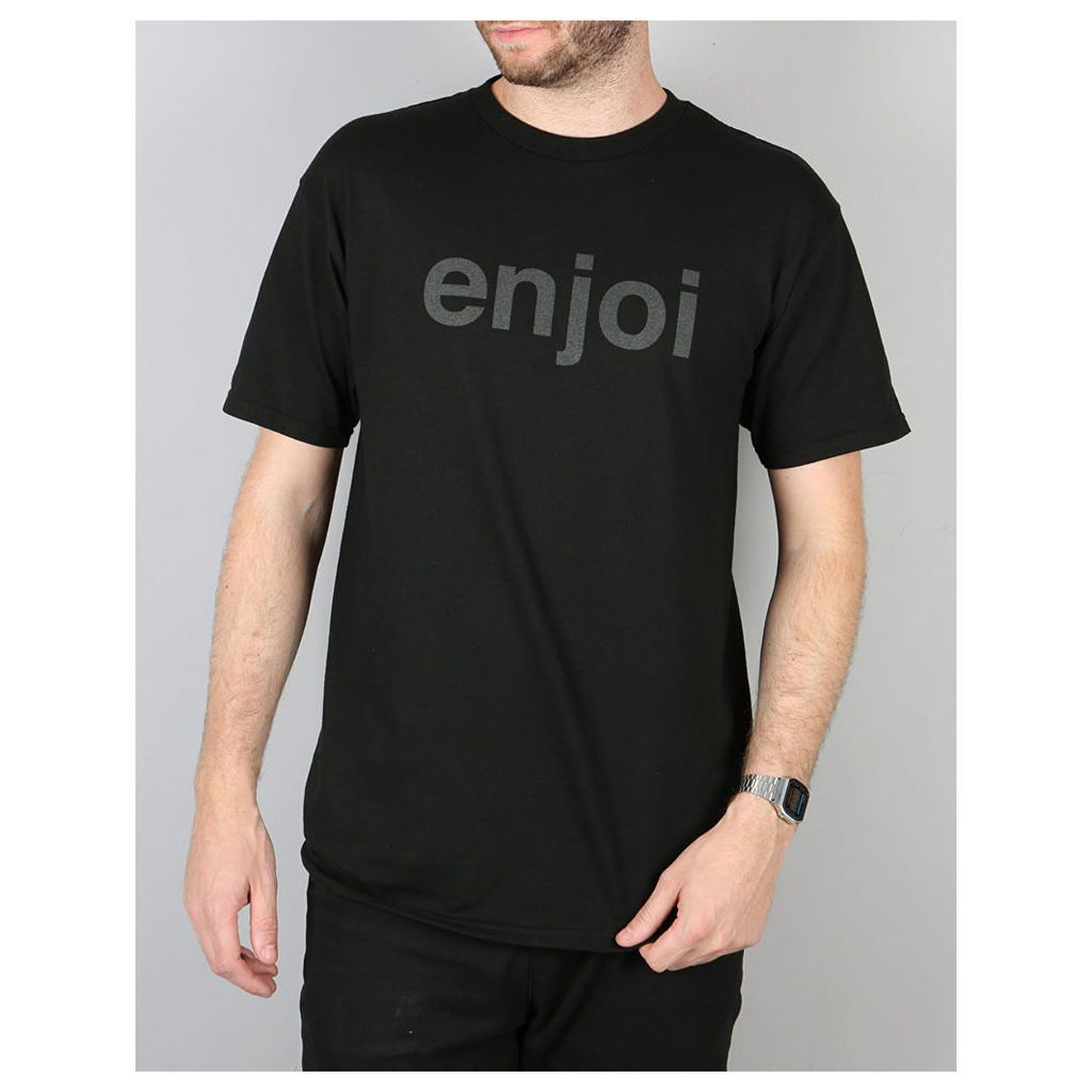 Enjoi Helvetica Logo Tonal T-Shirt - Black (S)