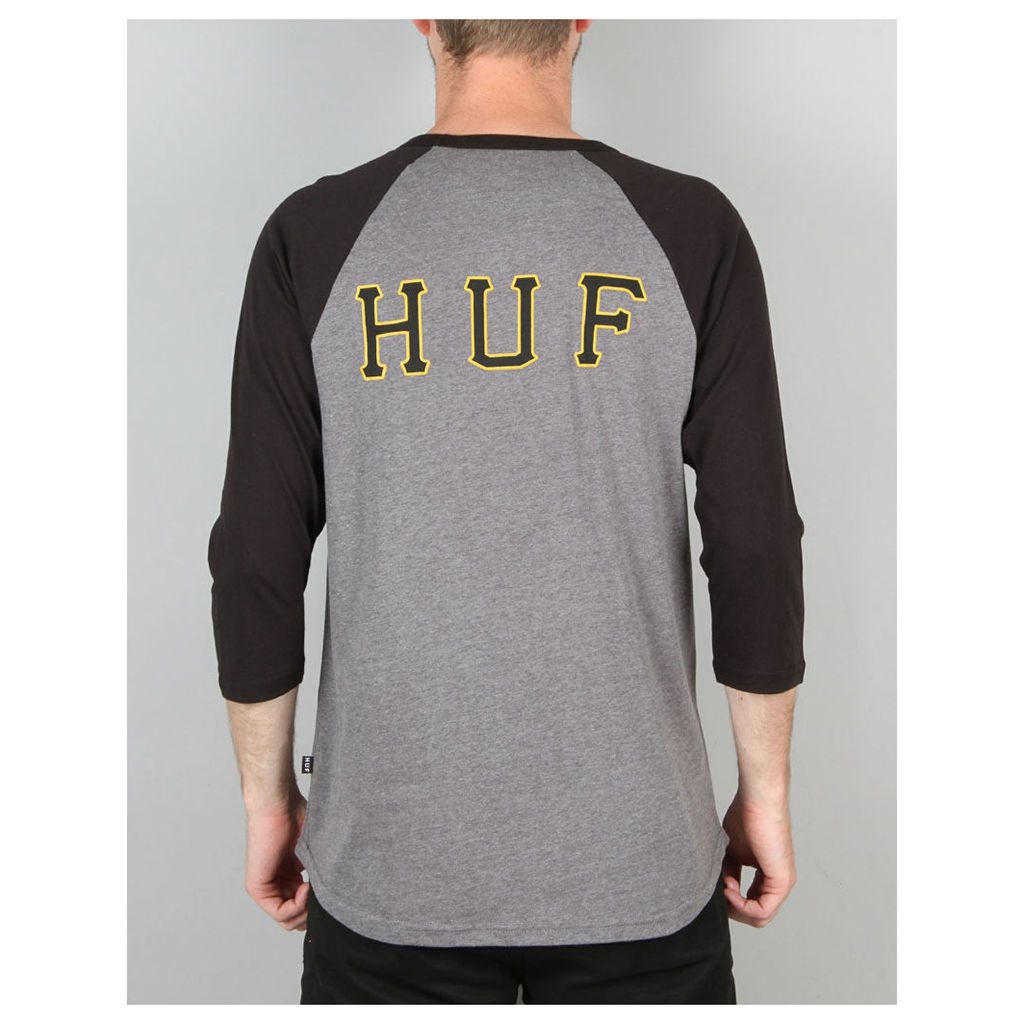 HUF Classic H Regal Raglan T-Shirt - Black/Grey Heather (S)