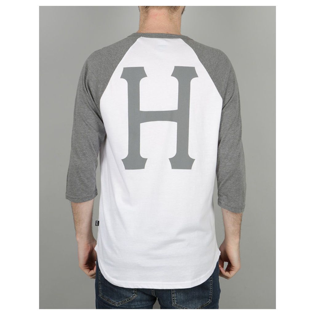 HUF Classic H Raglan T-Shirt - White/Grey Heather (L)