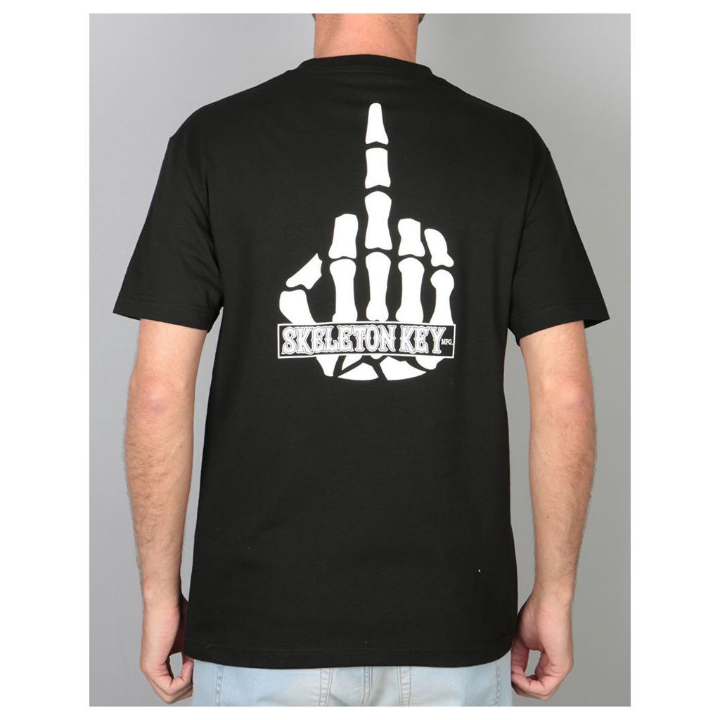 Skeleton Key Middle Finger T-Shirt - Black (L)
