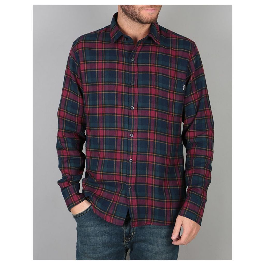 Route One Checked Flannel Shirt - Burgundy (S)