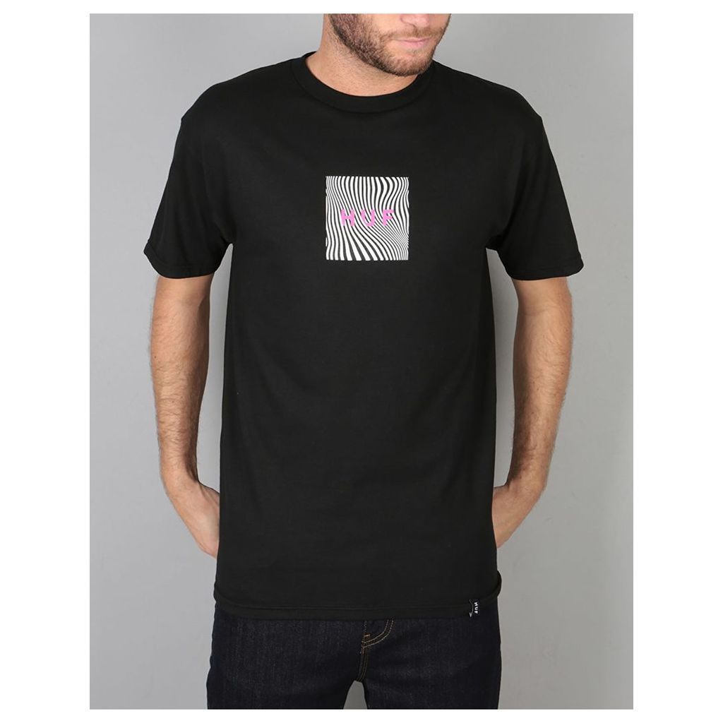 HUF Optical Wave Logo T-Shirt - Black (XL)