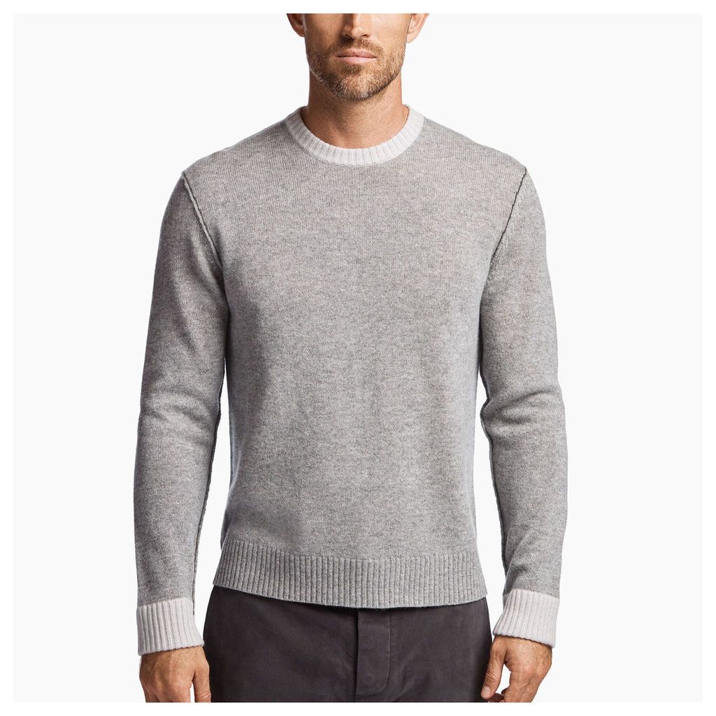 CONTRAST LINKED CASHMERE CREW