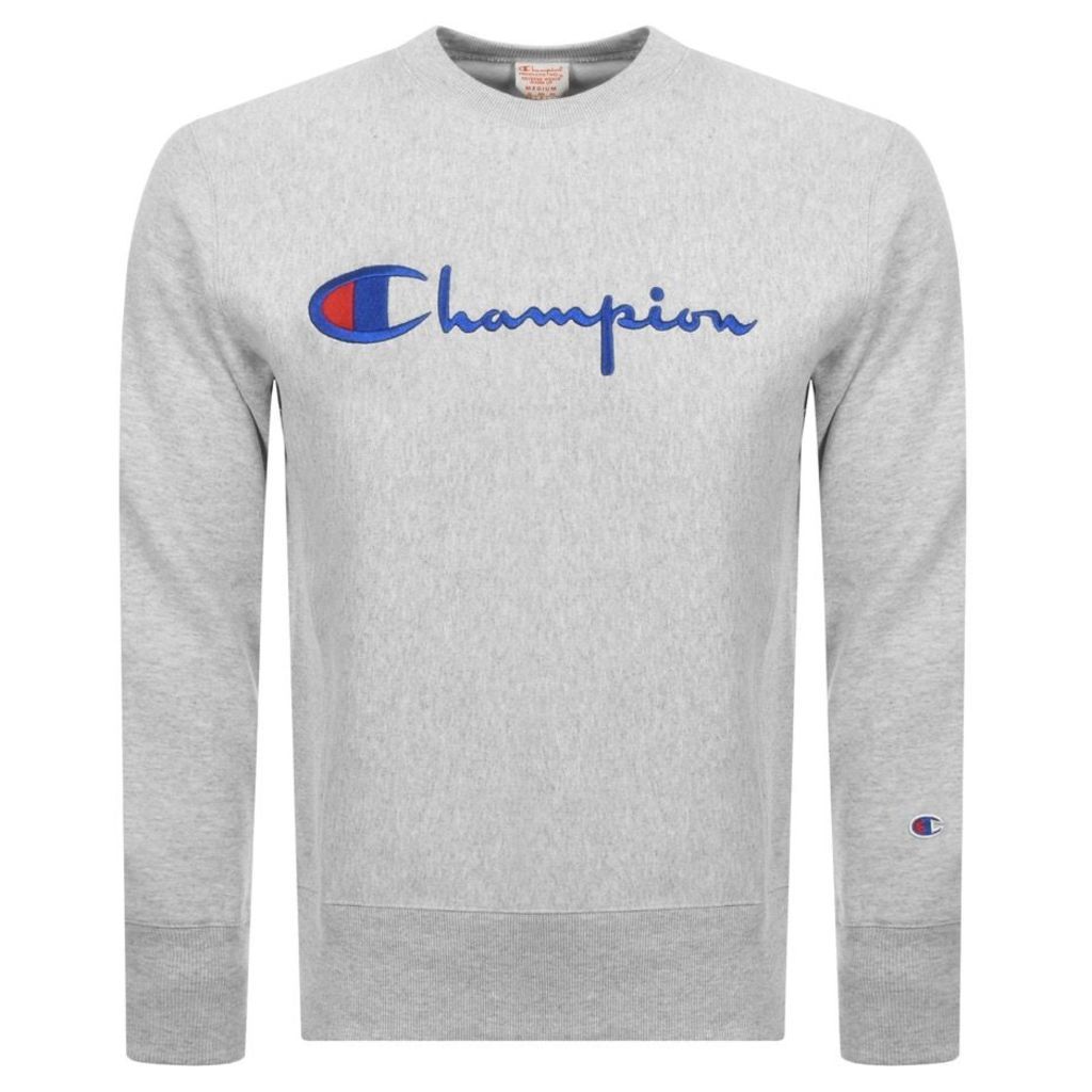 Champion Crew Neck Logo Sweatshirt Grey