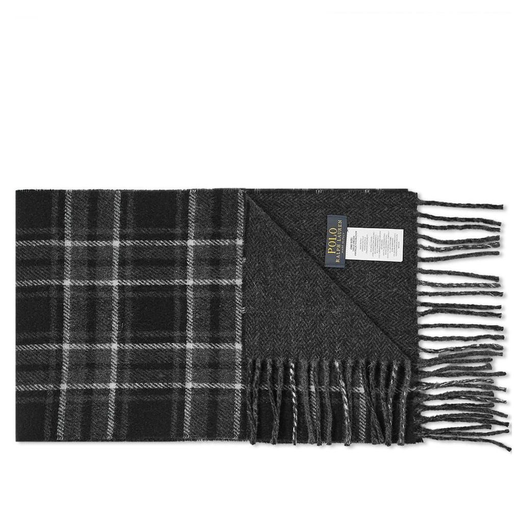 Polo Ralph Lauren Wool Plaid Scarf Black & Charcoal