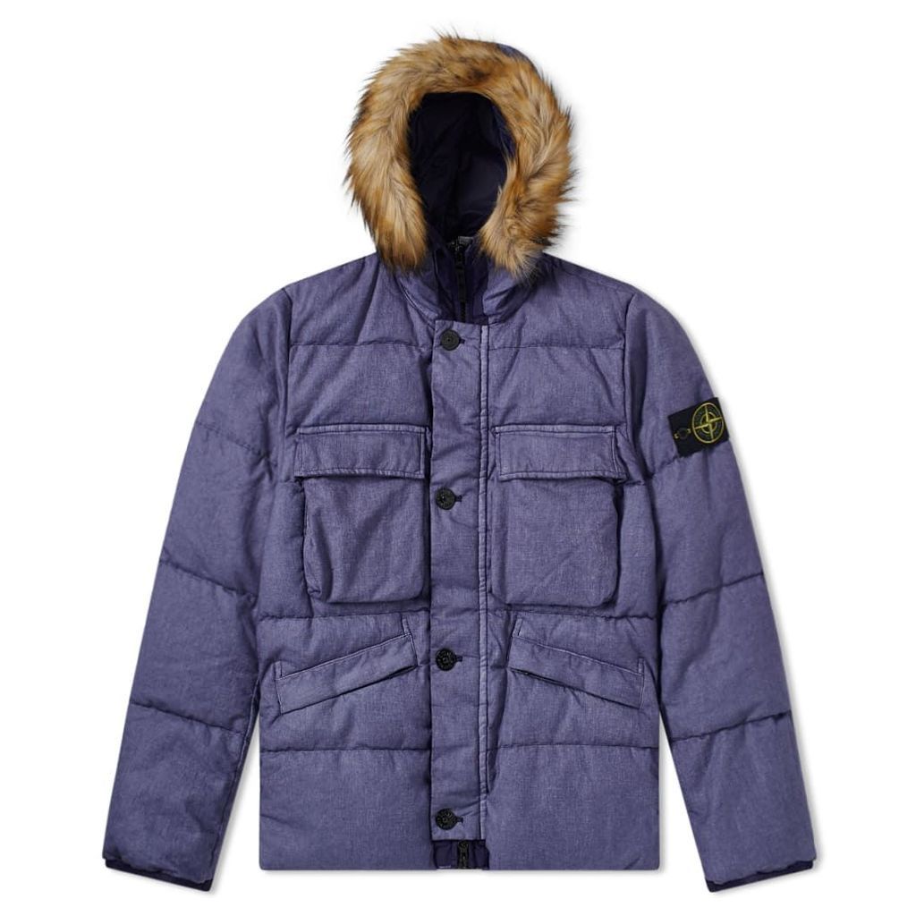 Stone Island Lino Resinato Down Filled Hooded Jacket Ink
