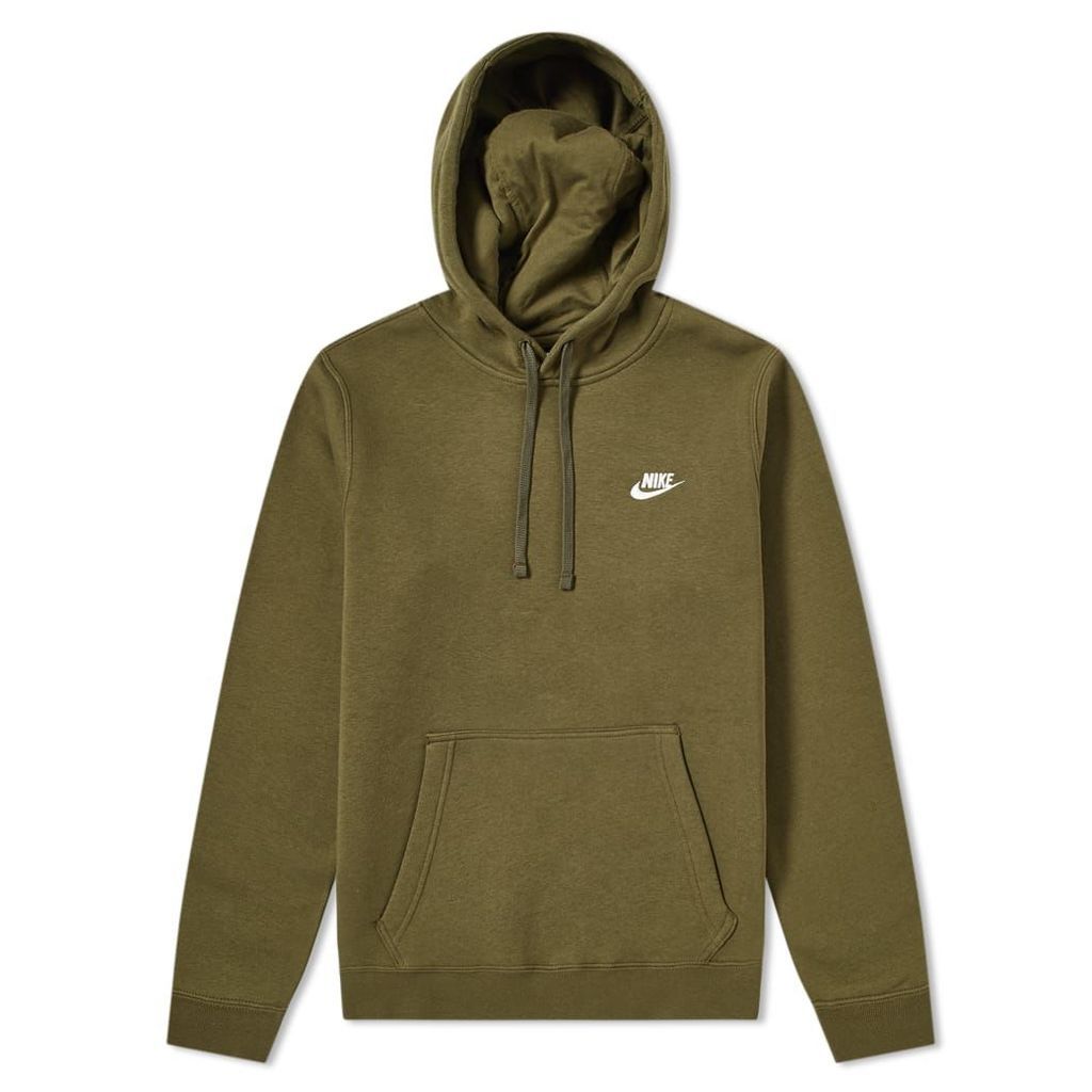 Nike Club Pullover Hoody Olive Canvas & White