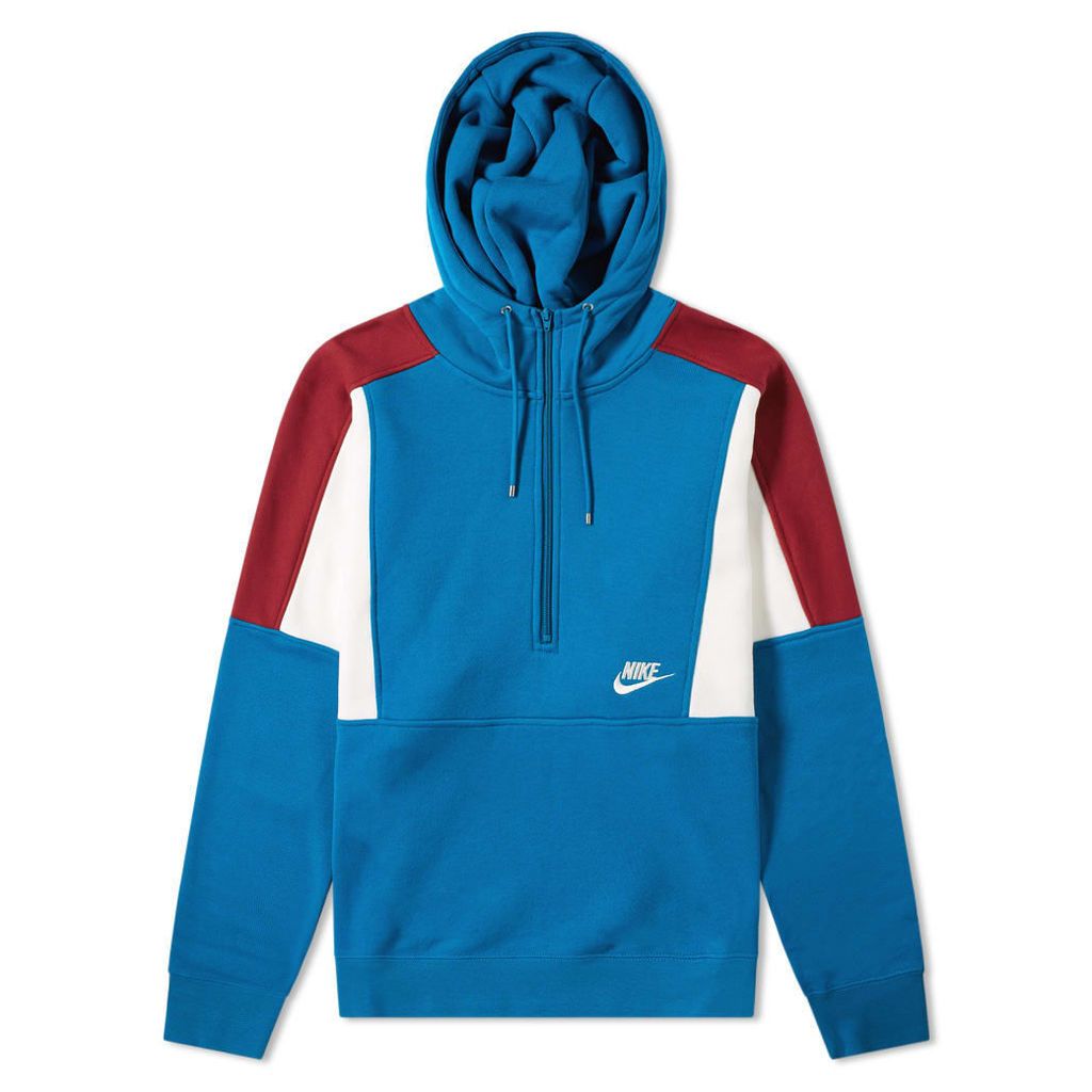 Nike Re-Issue Half Zip Fleece Hoody Blue Abyss, Red & Sail