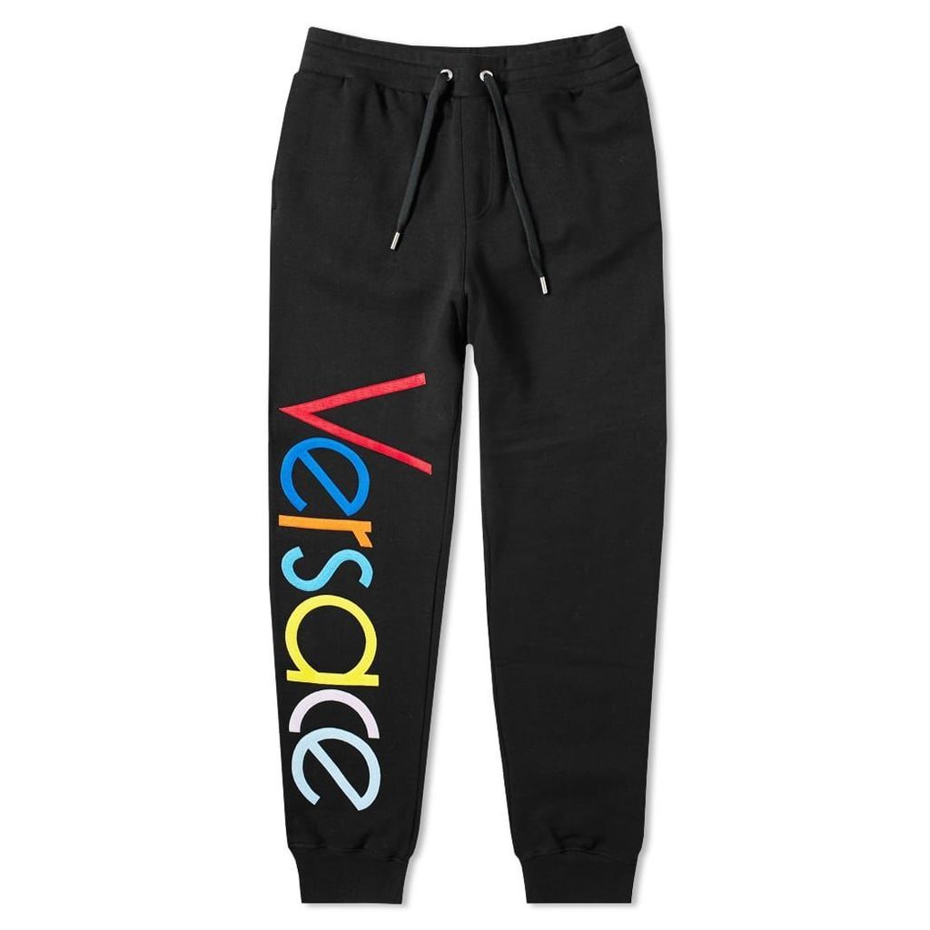 Versace Logo Embroidered Multicolour Sweat Pant Black