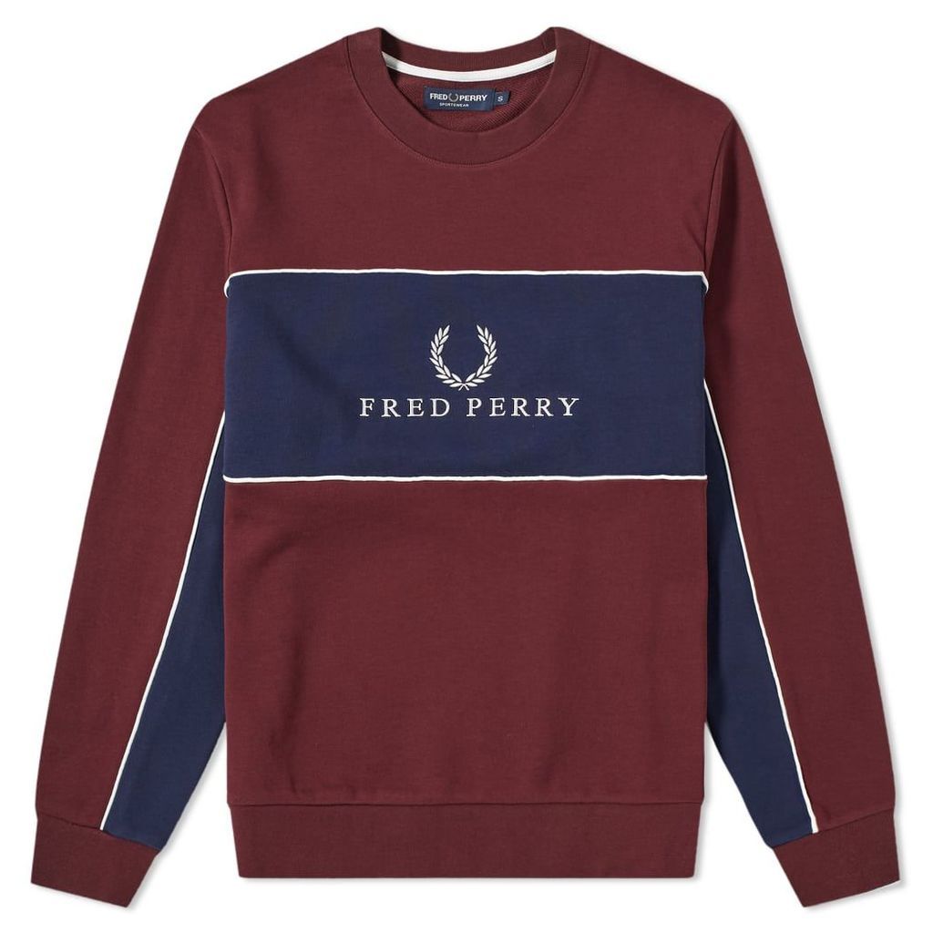 Fred Perry Panel Piped Sweat Mahogany