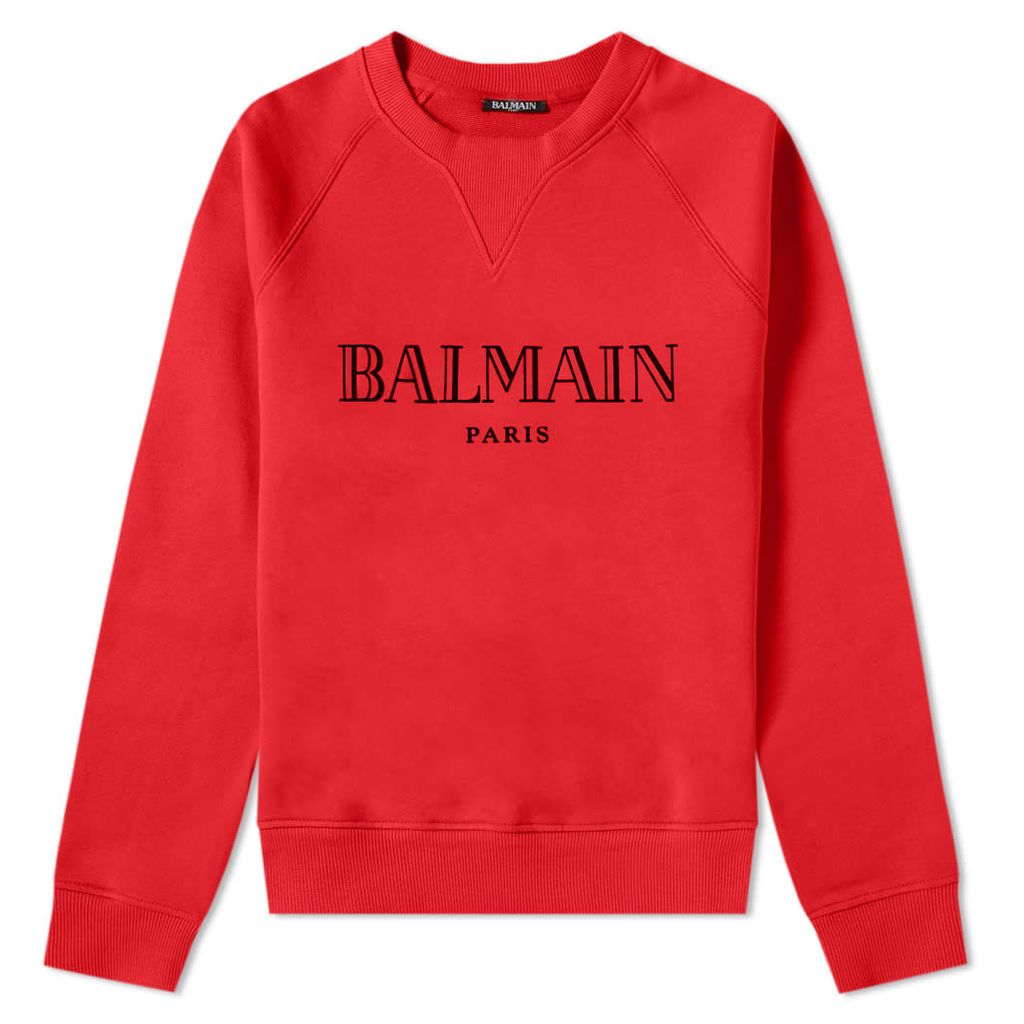 Balmain Text Logo Crew Sweat Red & Black