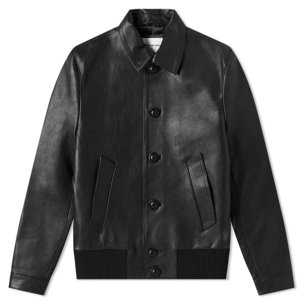 MKI Leather Button Down Rider Jacket Black