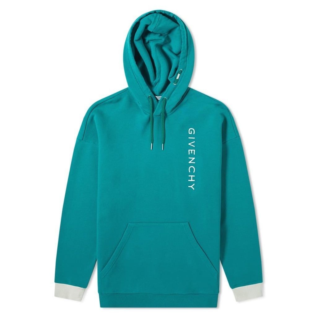 Givenchy Vertical Embroidered Logo Hoody Bright Green & Ivory