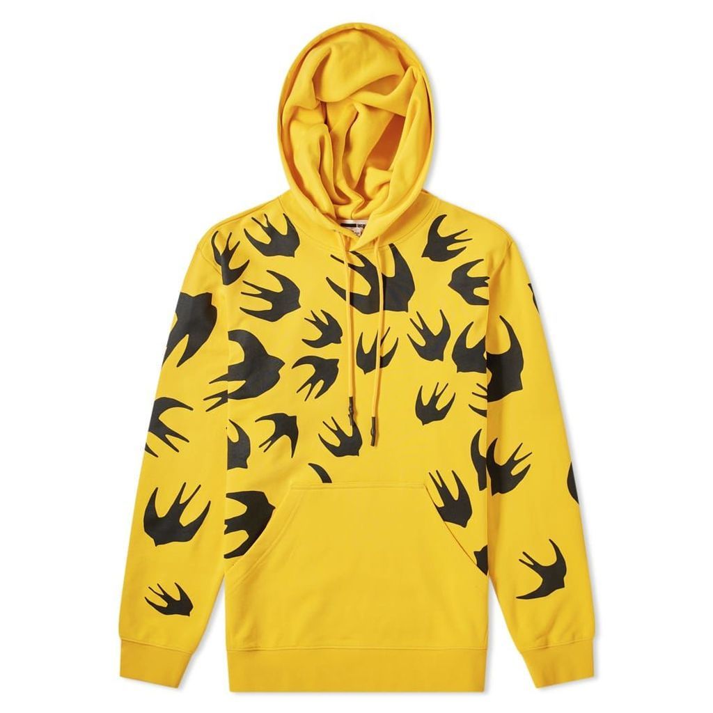 McQ Alexander McQueen Large Swallow Print Popover Hoody Chrome Yellow
