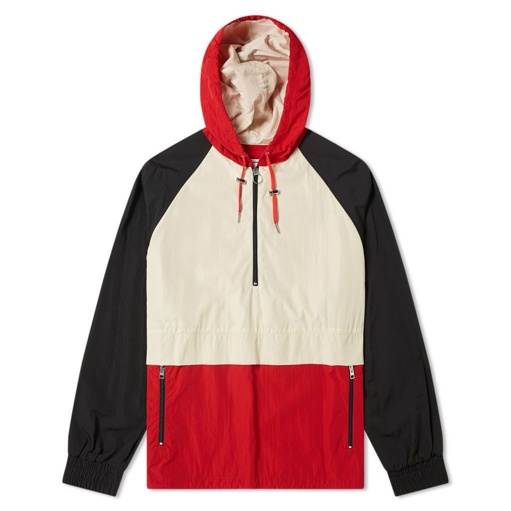AMI Hooded Colour Block Jacket White & Red