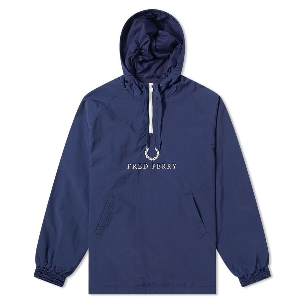 Fred Perry Embroidered Half Zip Jacket Carbon Blue