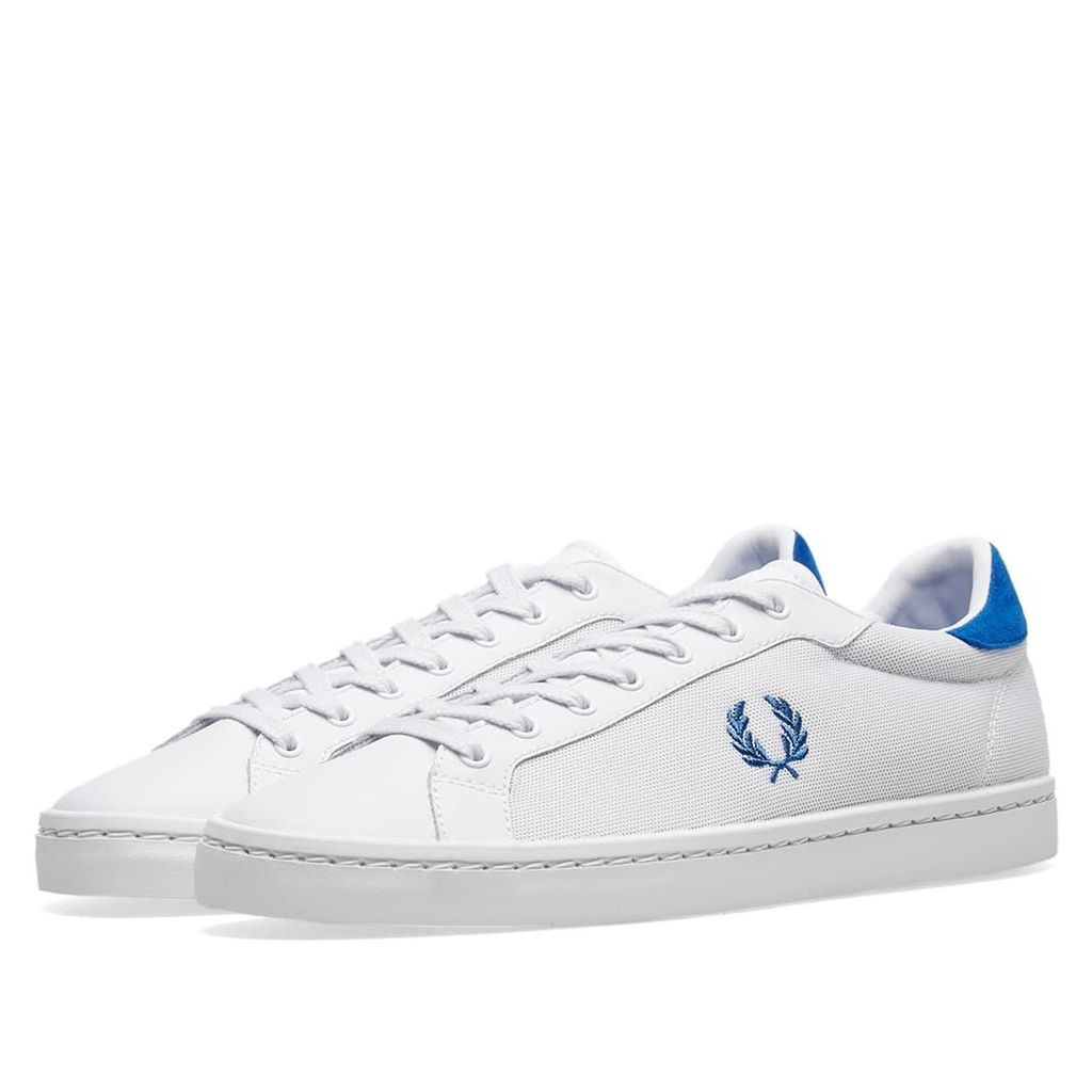Fred Perry Lawn Leather Mesh Sneaker White & Blue