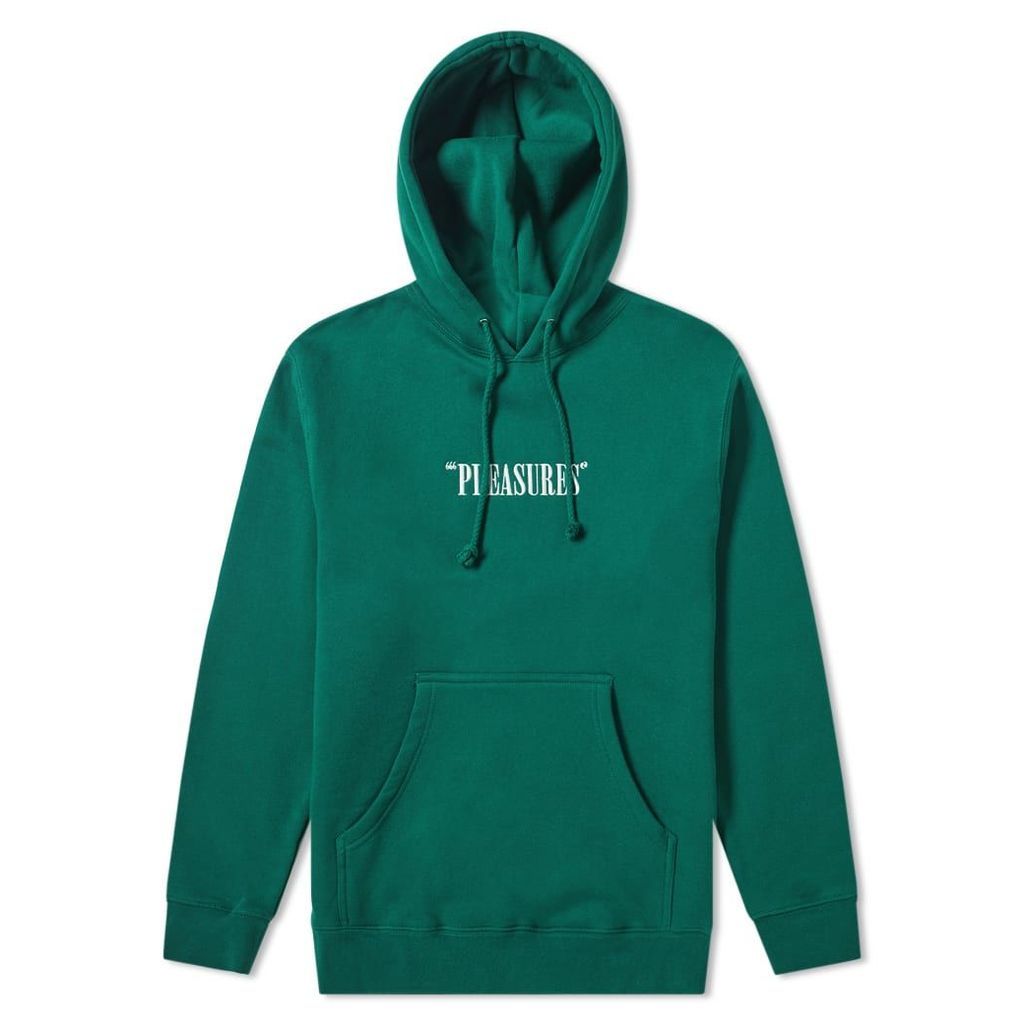 PLEASURES Core Logo Embroidered Hoody Forest Green