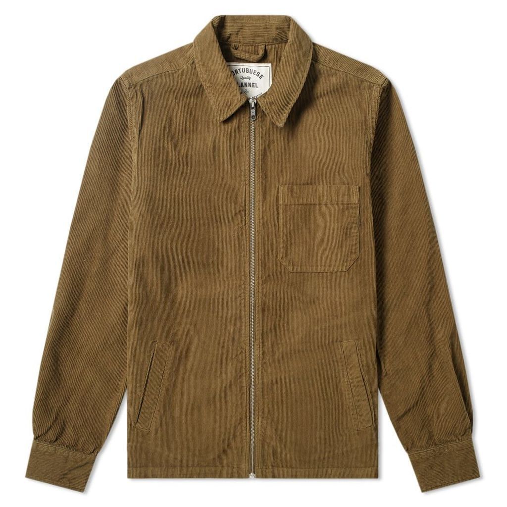 Portuguese Flannel Fecho Corduroy Zip Shirt Jacket Olive