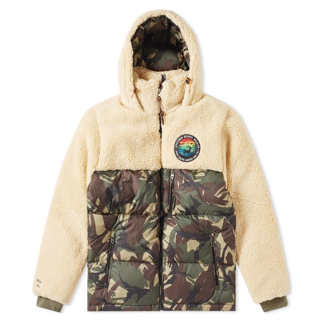 Polo Ralph Lauren Sherpa Fleece Patchwork Jacket Chamois & Elmwood Camo
