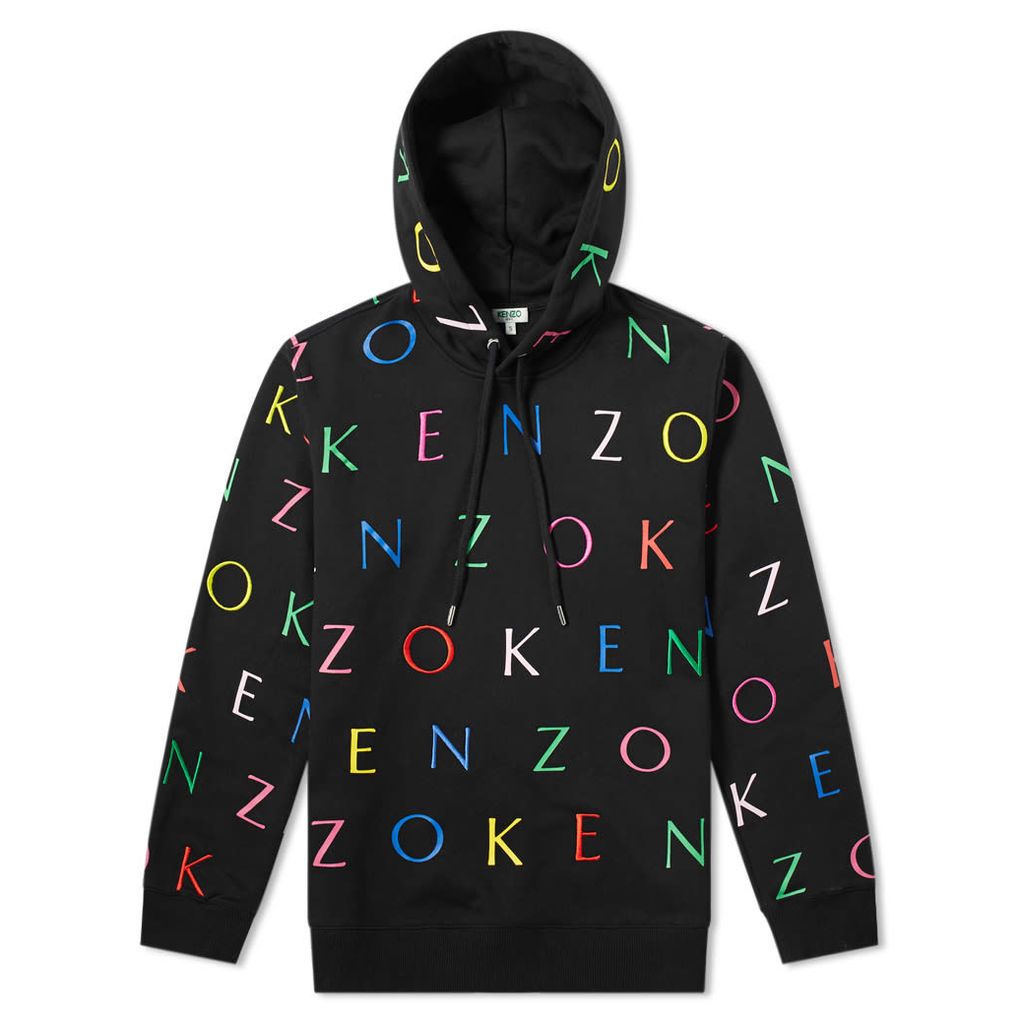 Kenzo All Over Letter Print Hoody - END. Exclusive Black & Multi