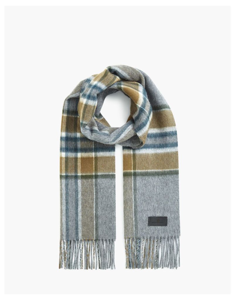 Belstaff Signature Check Double Face Cashmere Scarf teal