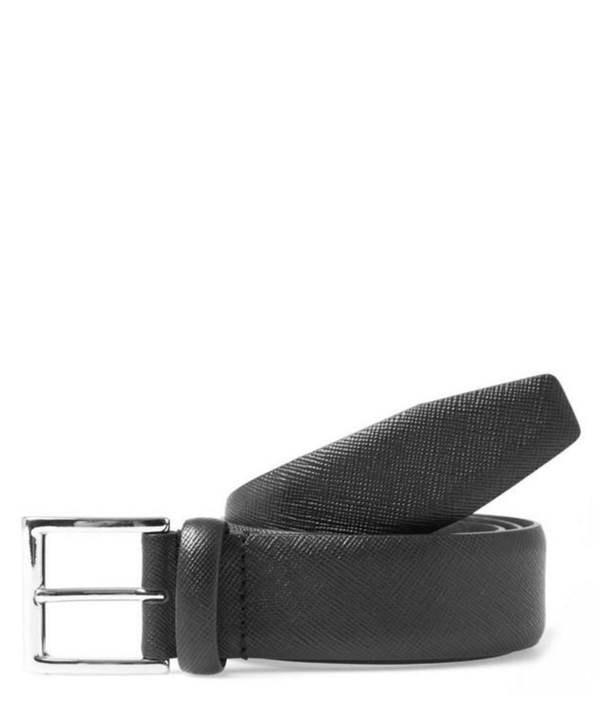 Cross Hatch Texture Leather Belt