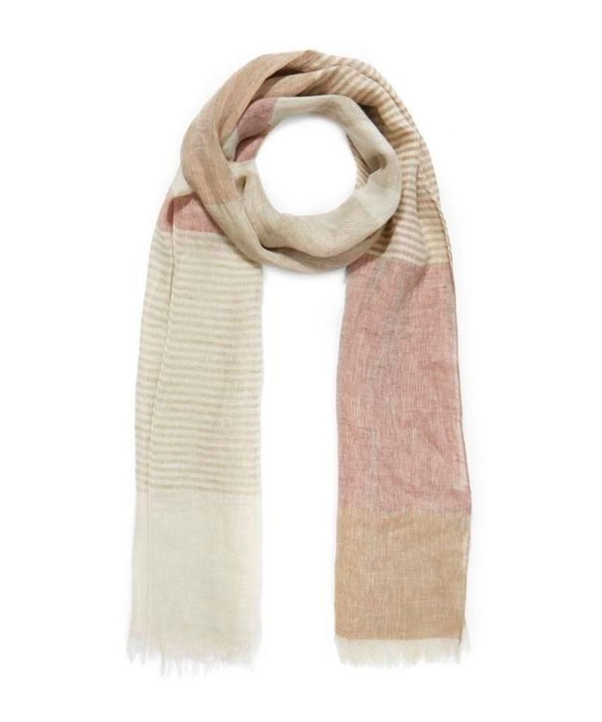 Check and Stripe Linen Scarf