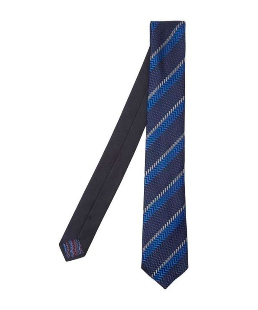 Block Stripe Diagonal Zig-Zag Woven Tie
