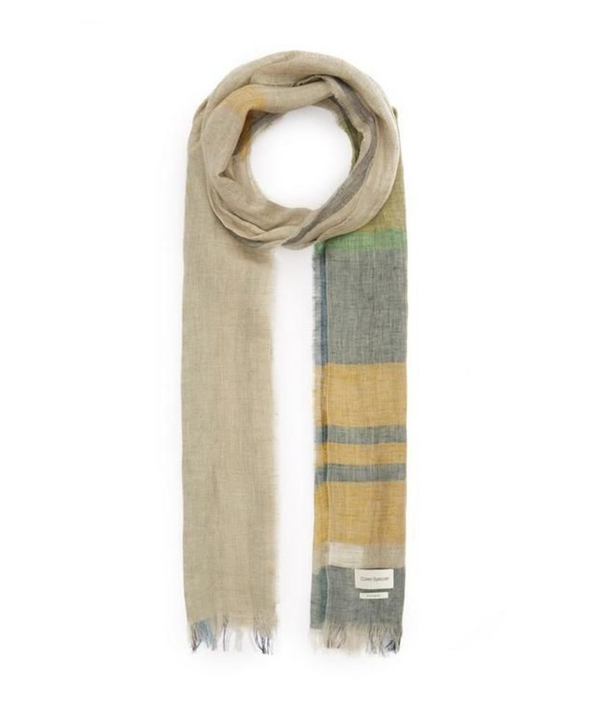 Blown Out Faded Check Linen Scarf