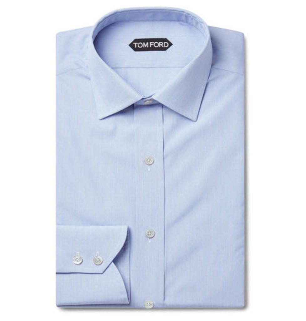 TOM FORD - Blue Slim-fit Striped Cotton Shirt - Blue