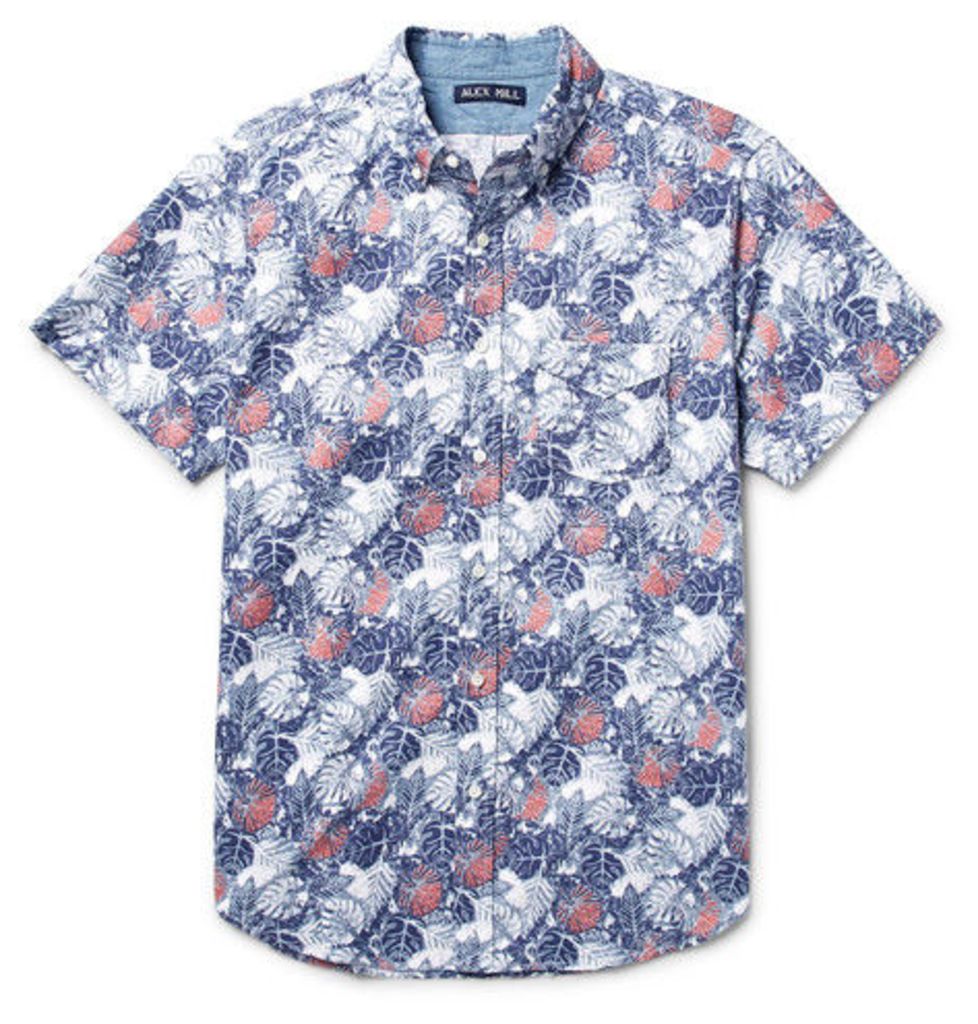Alex Mill - Button-down Collar Palm Leaf-print Cotton Oxford Shirt - Blue