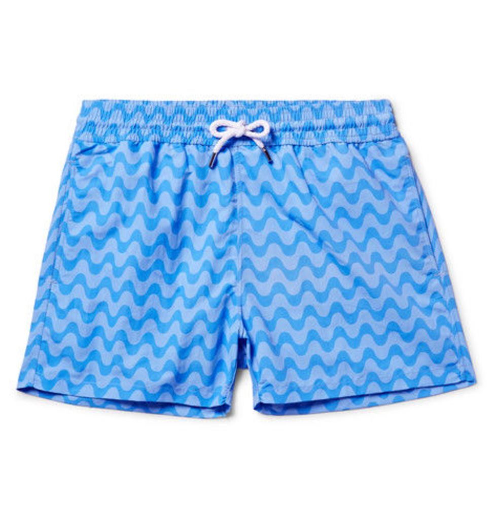 Frescobol Carioca - Copacabana Slim-fit Short-length Printed Swim Shorts - Blue