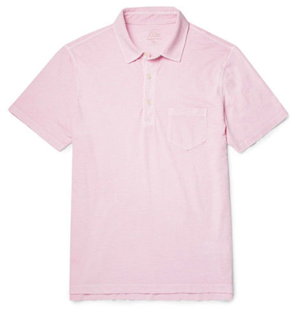 Slim-fit Garment-dyed Slub Cotton-jersey Polo Shirt
