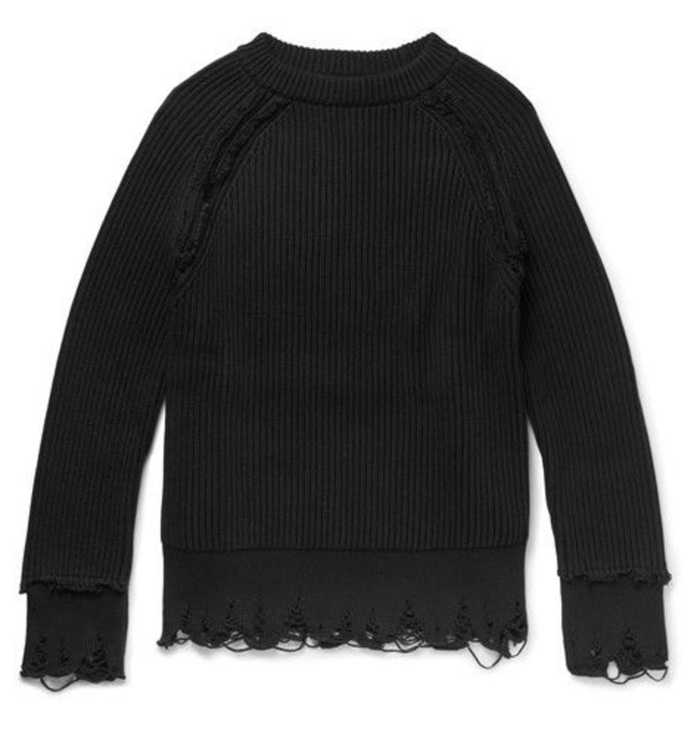 Haider Ackermann - Distressed Cotton And Cashmere-blend Sweater - Black
