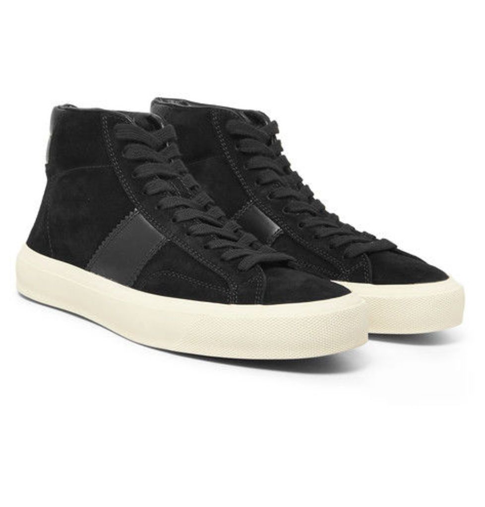 Leather-panelled Suede High-top Sneakers