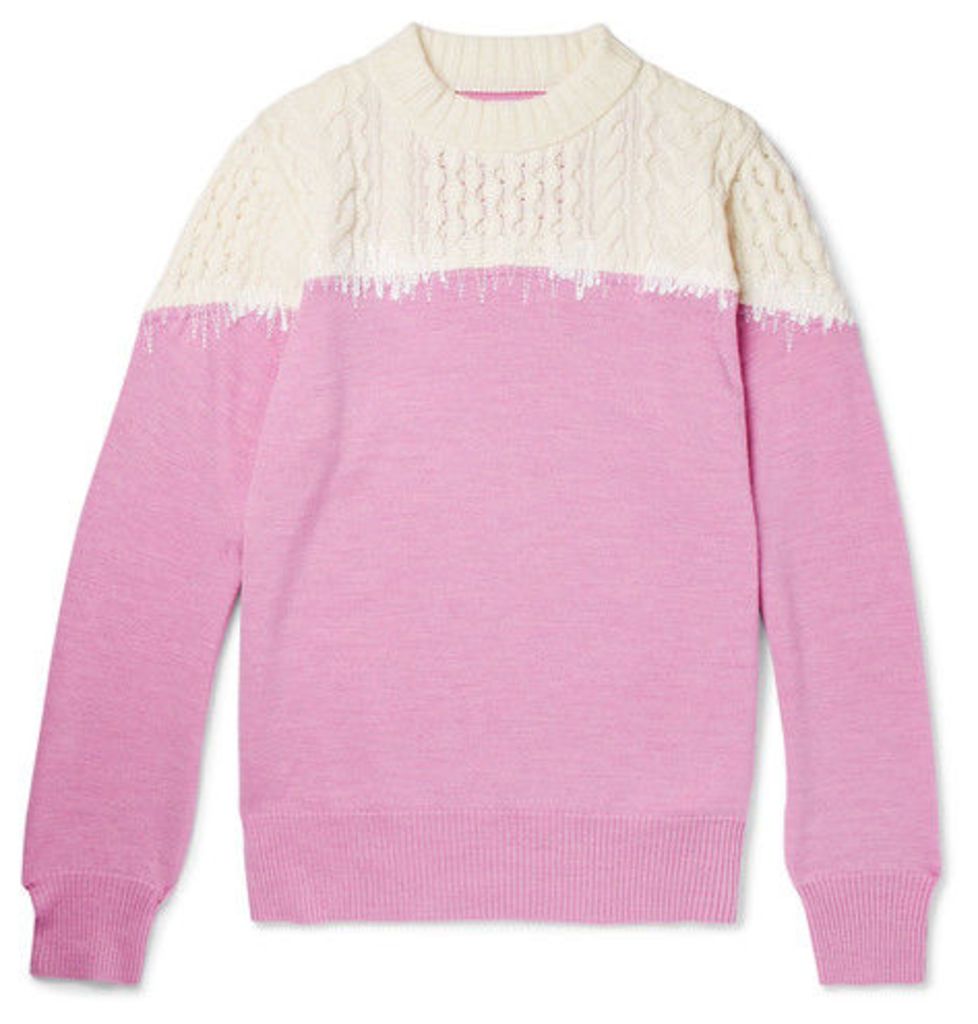 Embroidered Panelled Wool Sweater